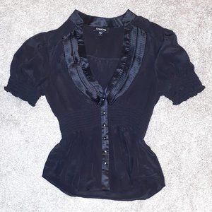 bebe Black Satin Blouse